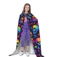 thumbnail image 4 of Honeii mushroom rainbow color Skull Print Poncho Cape, Cloak Coat, Snuggly Hooded Wearable Blanket, Hooded Cape For Teenagers,Halloween Costumes-Medium, 4 of 7