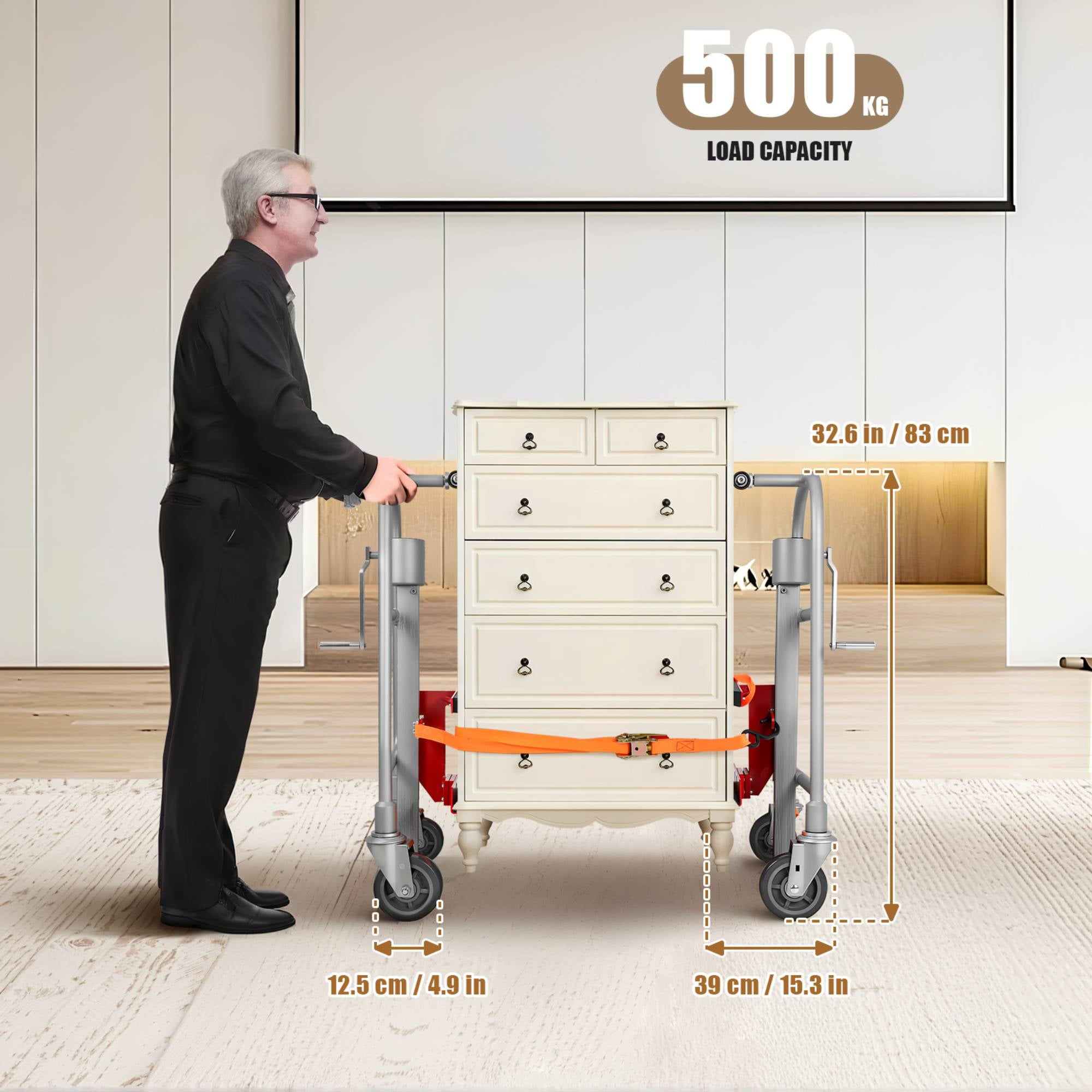 Aluminum Alloy Heavy Duty Mover with PU Wheels for Hotel Use