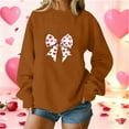 thumbnail image 5 of Womens Valentine Day Pullover Sweatshirts Long Sleeve Holiday Cute Valentines Sweater Casual Bow Heart Tops, S Coffee, 5 of 5