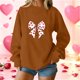 thumbnail image 1 of Xuyuer Valentine's Day Women's Bow Lover Heart Print Round Neck Loose Hoodie Long Sleeve Top, Cute Casual Pullover for Valentine's Day Gifts, Date Nights and Everyday Cozy Wear, 1 of 5