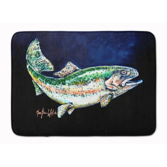 Carolines Treasures MW1213RUG Deep Blue Rainbow Trout Machine Washable Memory Foam Mat 19 X 27" multicolor