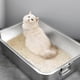 thumbnail image 3 of Stainless Steel Litter Box with Handle 15.8x11.8x5.9in High Sides Metal Litter Box Rustproof Scratchproof Extra Large Cat Litter Box for Cat Rabbit, 3 of 4