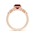 thumbnail image 2 of ANGARA Lab Grown 3 Ct Emerald-Cut Ruby Side Stone Engagement Ring for Women in 14K Rose Gold (Size-9x7mm) | July Birthstone, Birthday, Anniversary, Jewelry Gift for Women | Lab-Grown Ruby Ring, 2 of 8