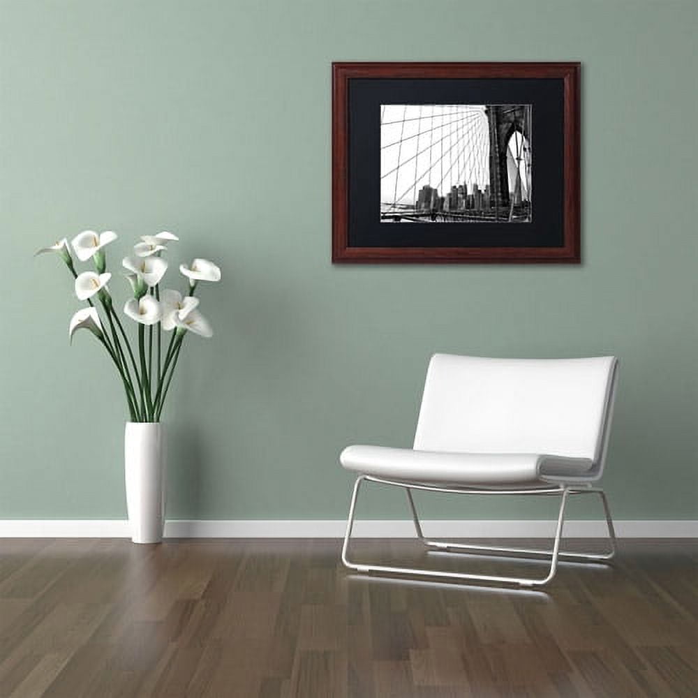 Trademark Fine Art "Brooklyn Bridge 4" Canvas Art by CATeyes, Black Matte, Wood Frame