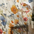 thumbnail image 5 of Sheer Curtains 72 inches Long, Yellow and Red Poppy Watercolor Floral Plants Retro Linen Light Filtering Sheer Window Curtains Rod Pocket Voile Drapes for Bedroom Living Room, 52"W x 72"L 2 Panels, 5 of 7