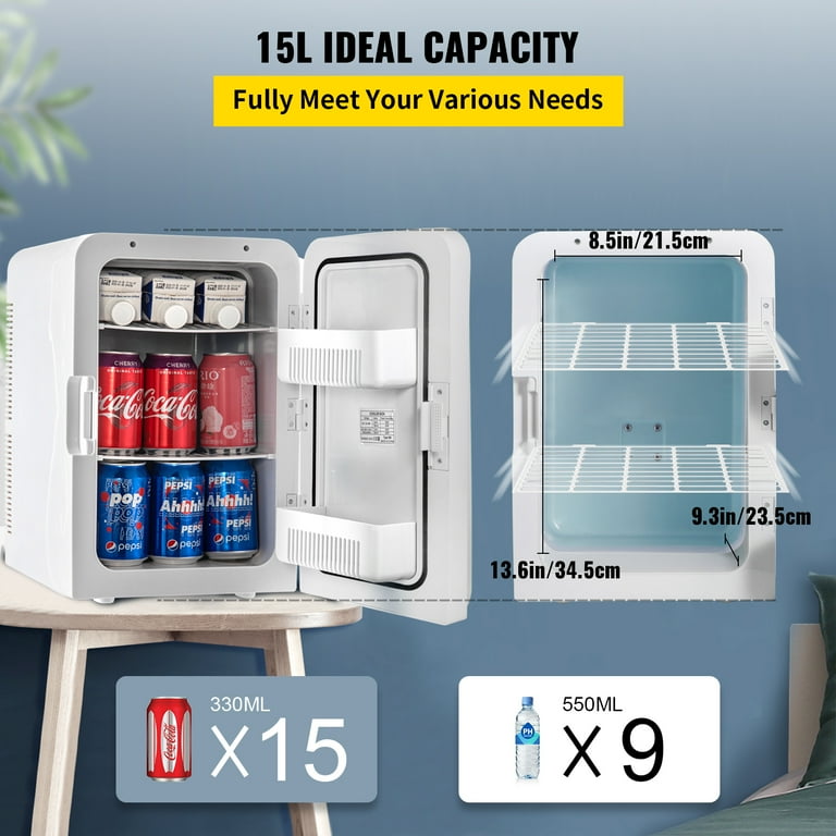 VEVOR Mini Fridge 15 Liter Portable Cooler Warmer Skincare Fridge Light Green Compact Refrigerator Lightweight Beauty Fridge for Bedroom Office