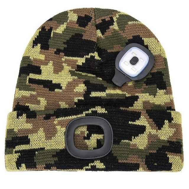 Gorro Beanie LED con luz, gorro de faro manos libres unisex, cálido gorro de punto de invierno