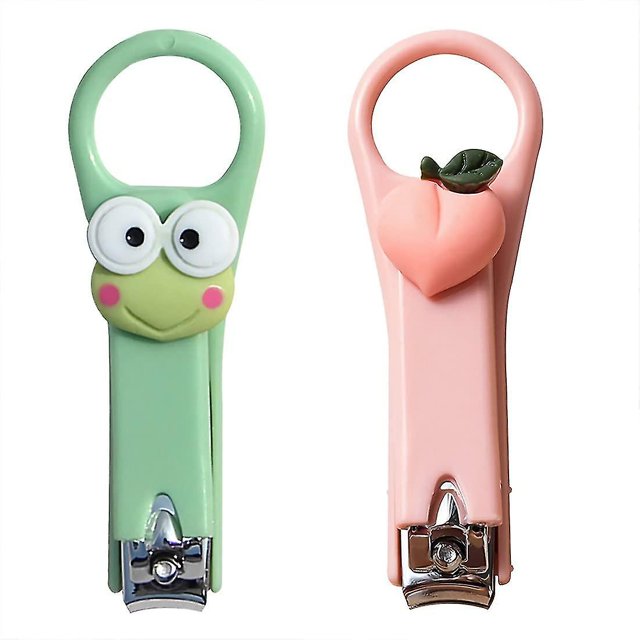 2 alicates profesionales de acero inoxidable para uñas para niña, color verde y rosa.