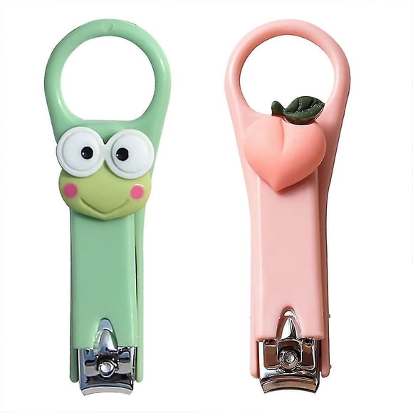 2 alicates profesionales de acero inoxidable para uñas para niña, color verde y rosa.