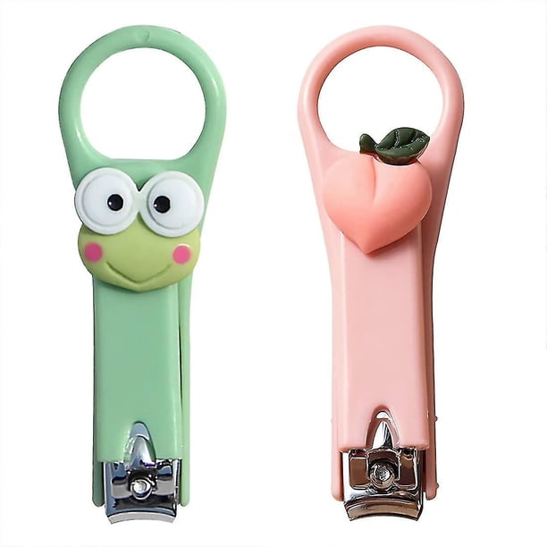 2 alicates profesionales de acero inoxidable para uñas para niña, color verde y rosa.