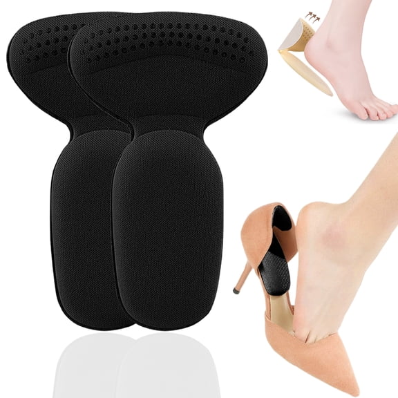 Heel Liners for Loose Shoes, Anti Slip Forefoot Cushion Pads, 2 in 1 Non Slip Dot Pattern, Breathable Fabric, for Pumps Sneakers Boots, Blister Prevention, Black