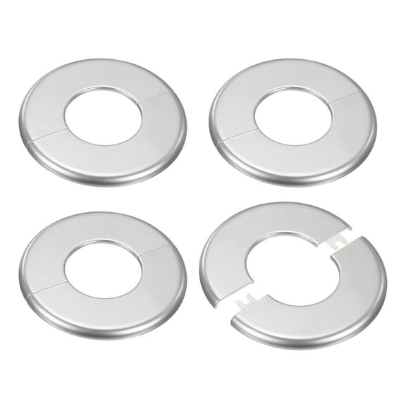 4-Pack Wall Split Flange, for 2 Inch/50mm OD Pipe ABS Escutcheon Plate Round Plumbing Cover Plates [Silver Tone]