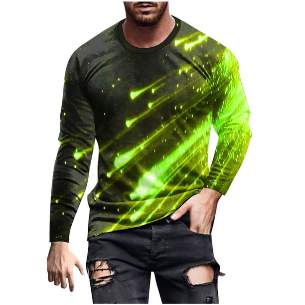 Blusas y camisas de manga larga y cuello redondo para hombre, camisetas casuales con estampado de moda y cuello redondo, blusas de licra de manga corta para hombre.