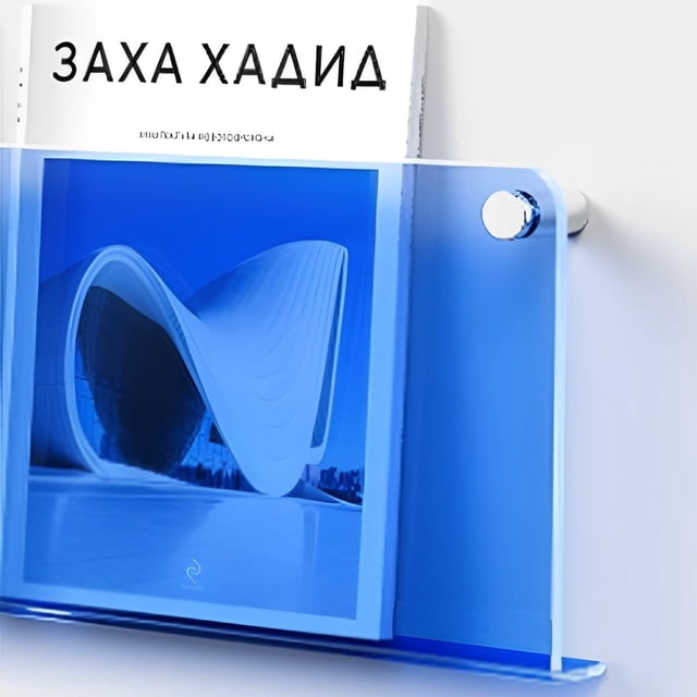 ROYALITA 2-Pack Acrylic Magazine Rack, 17" Record Holder, Fashion Hanging Bookshelf, Blue
