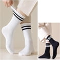 thumbnail image 2 of 10 Pairs Women's Athletic Striped Crew Socks, Men's Athletic Round Neck Socks Cotton Stripe Socks Full Sole Cushion, 2 of 7
