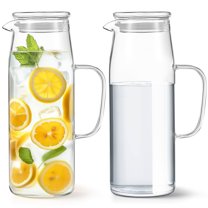 Glass Water Pitcher TASTAN Thickened Borosilicate Glass Water Bottle - Large Capacity Pitcher with Handle | Heat-Resistant, Crystal Clear, Ideal for Iced Drinks and Family Use, Drink Dispenser, C