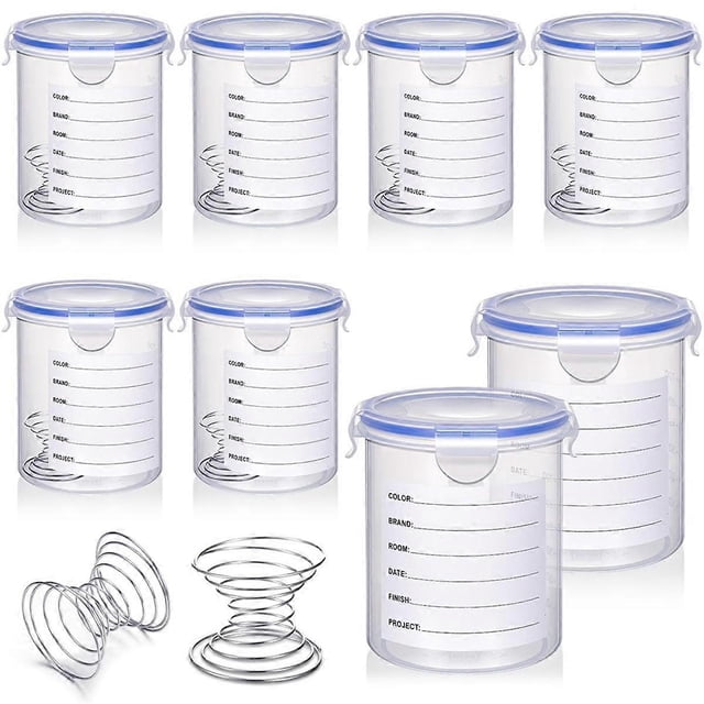 8 Sets Paint Container with Stainless Steel Mixing Ball Touch Up Paint Cups with Lids Paint Storage Containers (800 ML)
