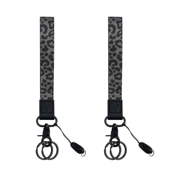 Yiflin Black Leopard Lanyard Set for ID Badge Card Holder,Leather Keychain Wristlet Cell Phone Strap for Women,Neck Teacher Lanyard for Keys Wallet