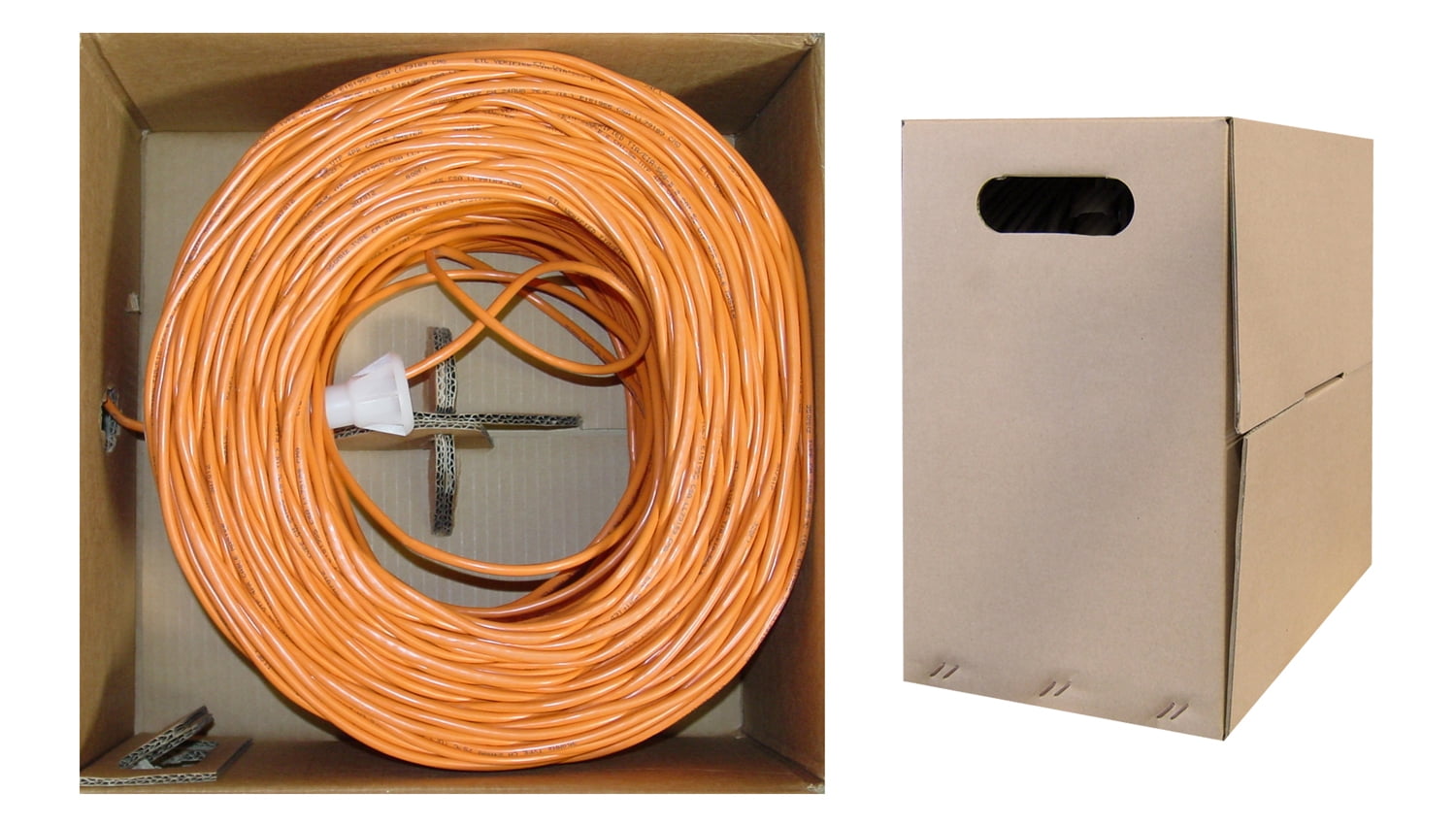 Pullbox Stranded 1000 ft Unshielded Twisted Pair UTP QualConnectTM Bulk Cat6 Orange Ethernet Cable