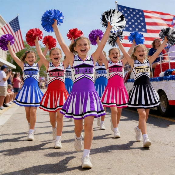 MNCEKFOD Kids Girls Cheerleading Uniform Performance Two Piece Set For Toddler School And Competition Wear Girls Outfits