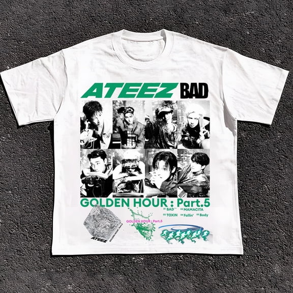 Retro Ateez Bad Graphic T-Shirt, Golden Hour Part 5 Unisex Tee