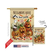 Breeze Decor 12067 Halloween Neighbors Candy 2-Sided Vertical Impression House Flag - 28 x 40 in.