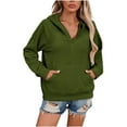 thumbnail image 4 of Miluxas Womens Long Sleeve Tops Solid Color Fleece Half Zip Pullover Hoodies Loose Casual Sweatshirts Green XXL(XXL), 4 of 6