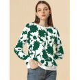thumbnail image 4 of Allegra K Sudadera Casual Floral Cuello Redondo Blusa Top Estampado De Manga Larga Para Mujeres Verde S Unique Bargains Blusa, 4 of 6