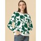 thumbnail image 4 of Allegra K Sudadera Casual Floral Cuello Redondo Blusa Top Estampado De Manga Larga Para Mujeres Verde M Unique Bargains Blusa, 4 of 6