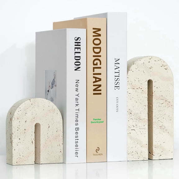 BOHDK Book Ends for Shelves, Resin Heavy Duty Decorative Bookends for Home Decor, Study, Desktop, Set of Two