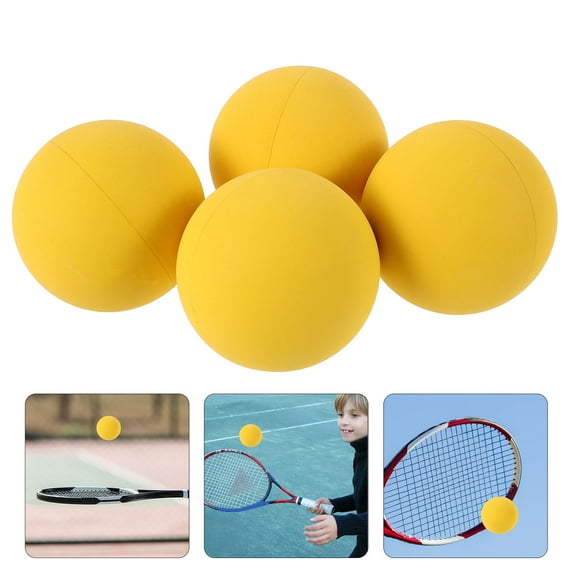 HEATSHAKING 4Pcs Rebound Training Balls Yellow 2.16X2.16X2.16In For Racquetball Advanced Players