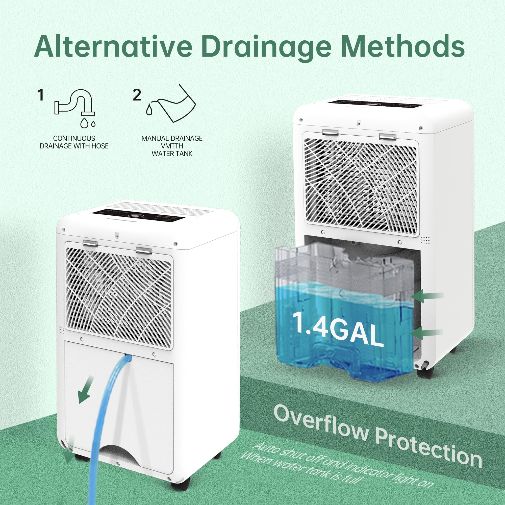 Kcpolre 80 Pint Dehumidifier for Homes, Basements & Large Rooms, Dehumidifier with drainage hose, Auto Defrost, 24H Timer, Child Lock