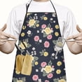 thumbnail image 2 of Pioneer Flower Floral Print Pattern Cotton Linen Apron with Pockets, Waterproof Adjustable, 33x27 Inch for Kitchen, Gardening, BBQ, Salon, 2 of 6