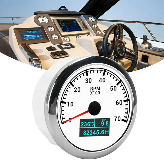 RPM Tachometer Gauge 3 in 1 Multifunctional Marine Accessory for Automobile Boats 9-32V DC