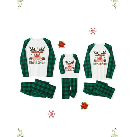 

AMILIEe Christmas Family Pajamas Elk Print Long Sleeve Sleepwear Xmas Party Nightwear Sleepsuit Pyjama
