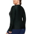 thumbnail image 4 of Ocean Blues Women's and Women's Plus Size Long Sleeve Rash Guard UPF 50+ Sun Protection Zipper Swimsuit with Pocket Black Tummy Control Athletic Surfing Swimwear Tops, 4 of 7