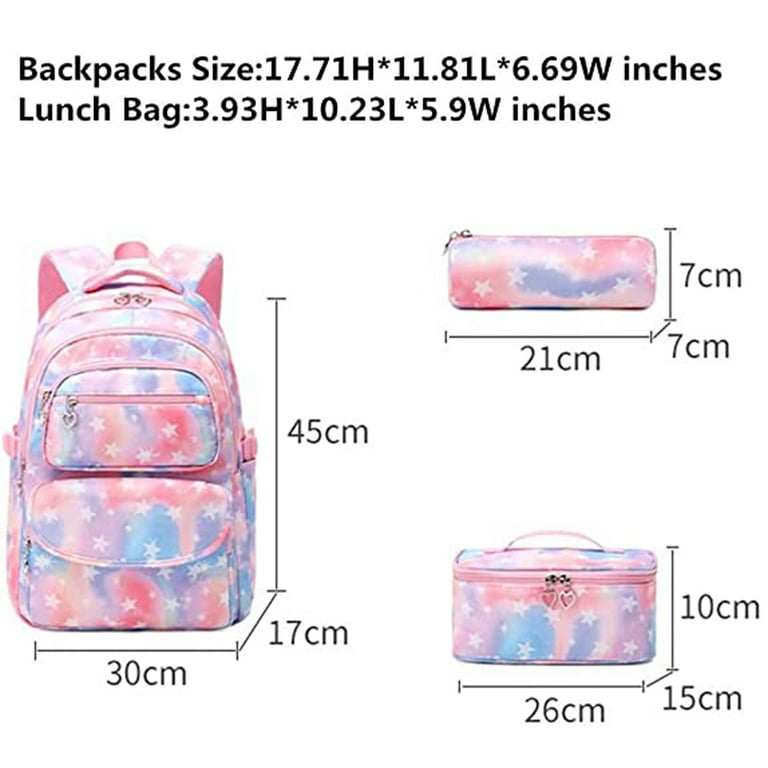 QingY School Backpack Grade 3-6 Years Cute Colorful School Bag for Girls,Pink, Women's, Size: Large