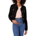 thumbnail image 1 of YDX Women's Jeans Denim Jacket Ripped Raw Hem Cropped White, Basic Black, Medium, 1 of 2