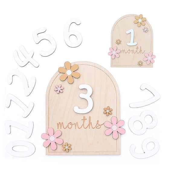 Dserhfy 1 Set Baby Monthly Milestones Card Fine Workmanship Record Baby Growth Wooden Milestone Cards for Newborn