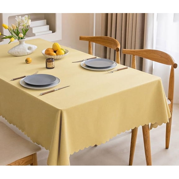 Nvzi Solid Color Cotton Linen Fabric Tablecloth, Waterproof and Oil-Proof, Non-Washable, High-end Sense of Luxury Tablecloth(Yellow)