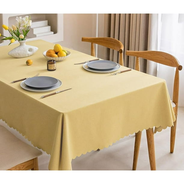 Nvzi Mantel de tela de lino y algodón de color sólido, resistente al agua y al aceite, no lavable, mantel de lujo de alta gama (amarillo)