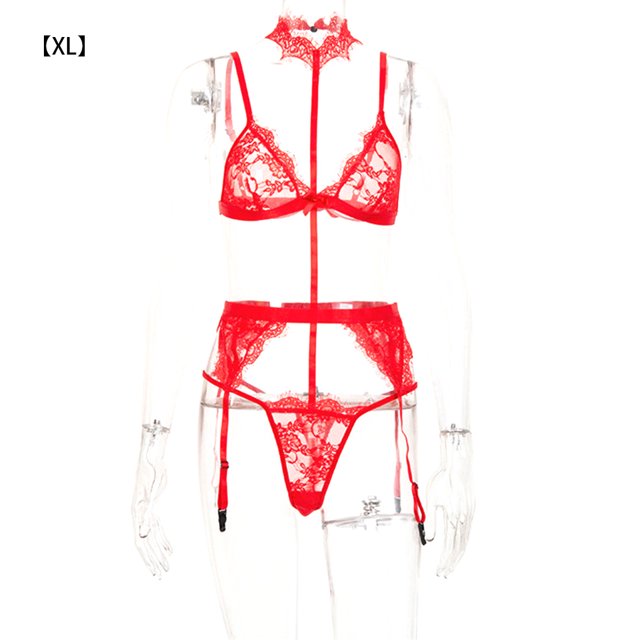 Body de Encaje Sexy Monstrate para Mujer Ropa Interior Sujetador Panty Liguero XL Rojo