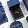 thumbnail image 5 of Gem Stone King 2.32 Ct Oval Red Ruby Blue Sapphire 18K Yellow Gold Plated Silver Ring (Size 5), 5 of 6
