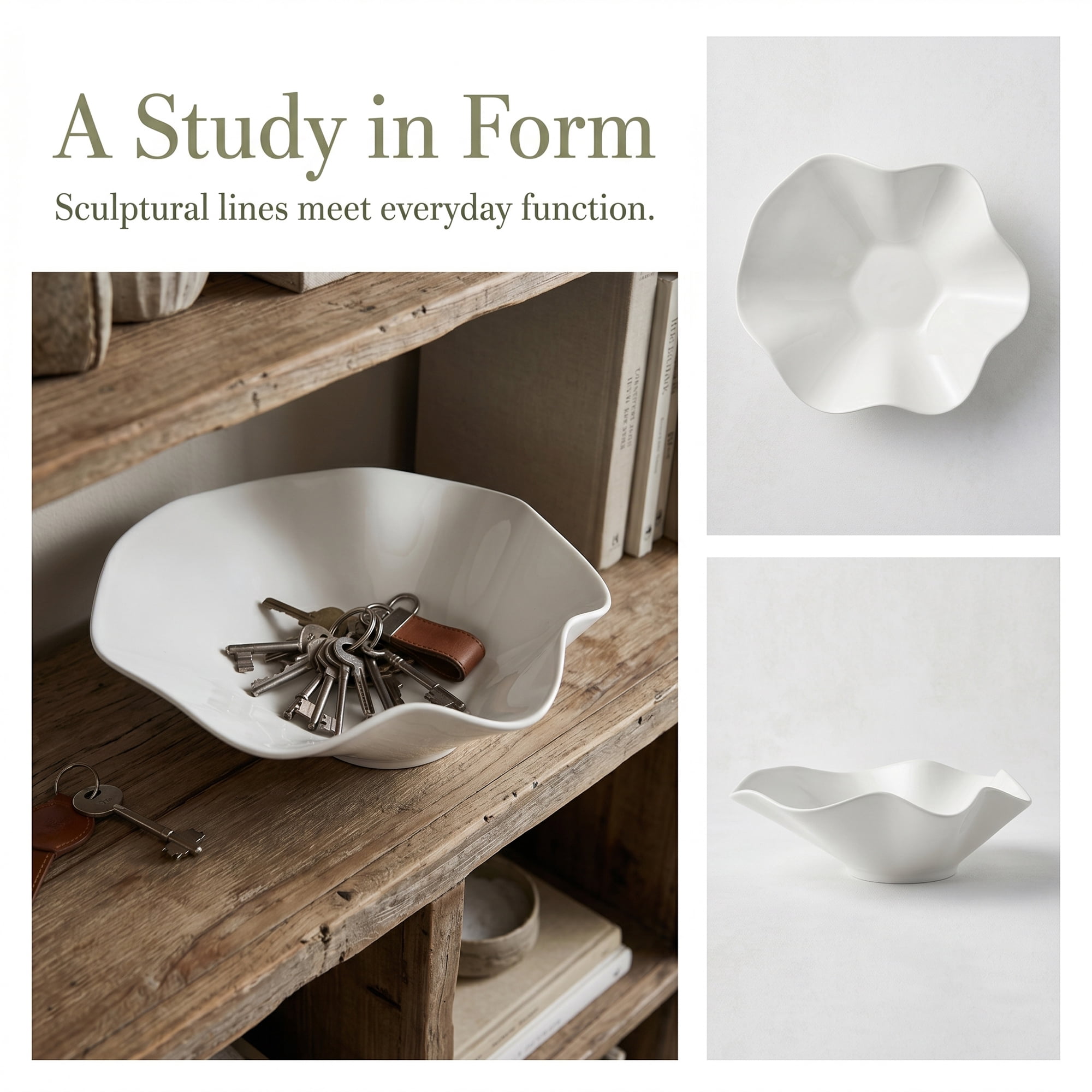 Unique Bargains Ceramic Artistic Underglaze Serving Bowl White 10.2" x 8.7" x 3.5"