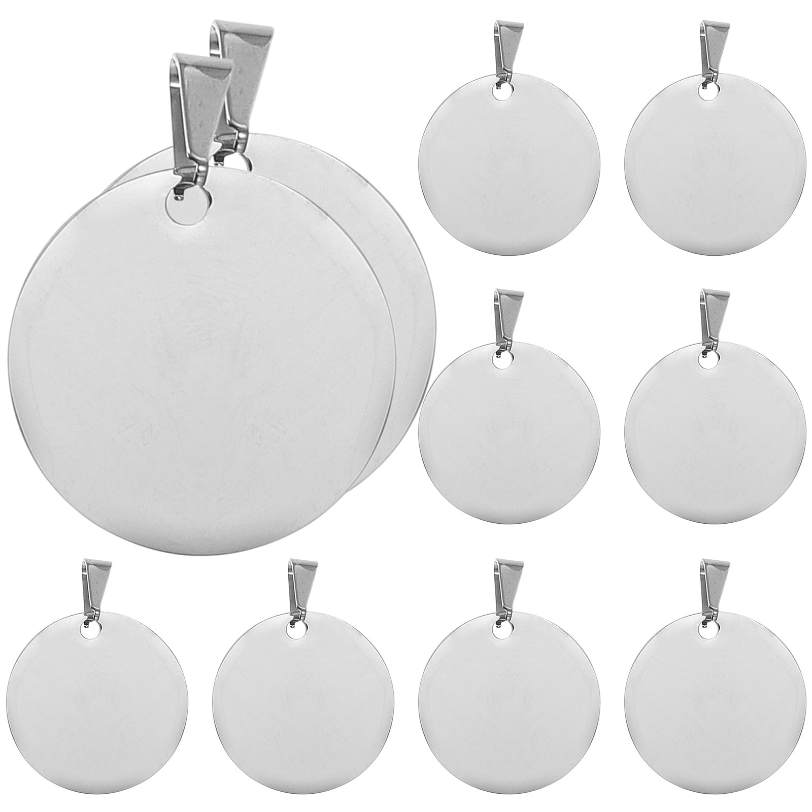 50sets Round Blank Dog Tags Personalized Pet Plate Medal Key Rings
