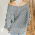 thumbnail image 4 of Deals LYXSSBYX V-Neck Long Sleeve Sweater Tops Hot Sale Clearance for Women Fashion Casual Loose Full-Sleeve Solid V Neck Tassels Irregular Blouse Knitted Sweater, 4 of 7