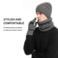 thumbnail image 5 of Conjunto de gorro y bufanda de invierno con guantes y pantalla táctil para hombres y mujeres, gorro y guantes para calentar el cuello, 5 of 5