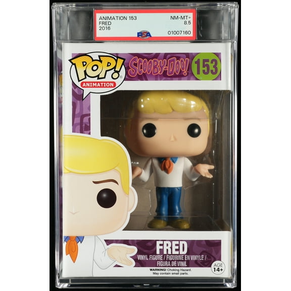 Scooby-Doo, PSA Graded 8.5 NM-MT , Fred Collectible Vinyl Figure #153, Fully Encapsulated Bundle with Compatible Funko Pop! PSA Hard Protector Case