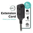 thumbnail image 4 of (2 pack) Cordinate Designer Extension Cord, 3-Outlet, Gray, 8 ft. Braided Cord, 15A - 42841, 4 of 10