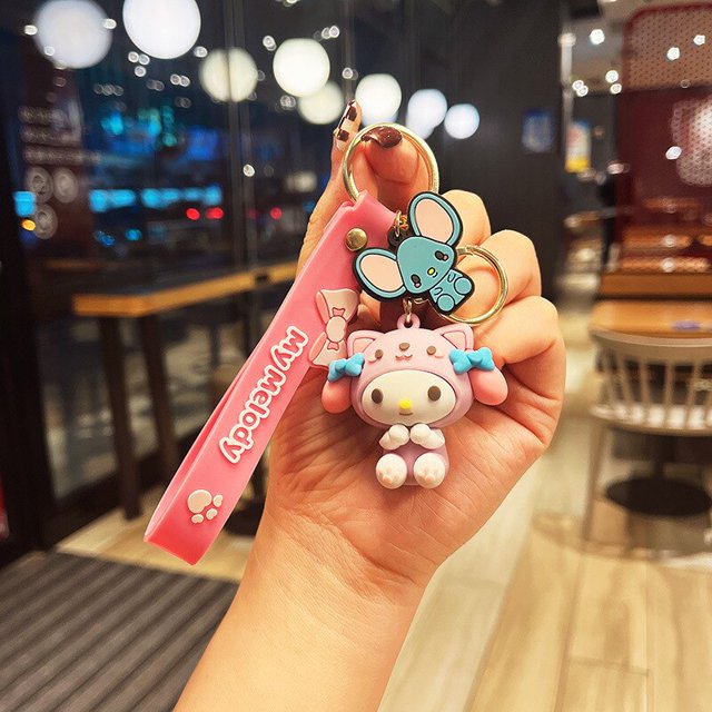 Sanrio-colgante de flor de cerezo, colección limitada, Cinnamoroll, Kuromi, My Melody, llavero, mochila, Decoración, regalo para niñas